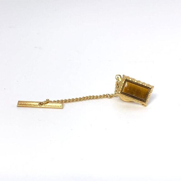 VINTAGE SENATOR Tiger's Eye Cufflinks and Tie Pin Set in Original Box! - Picture 4 of 7